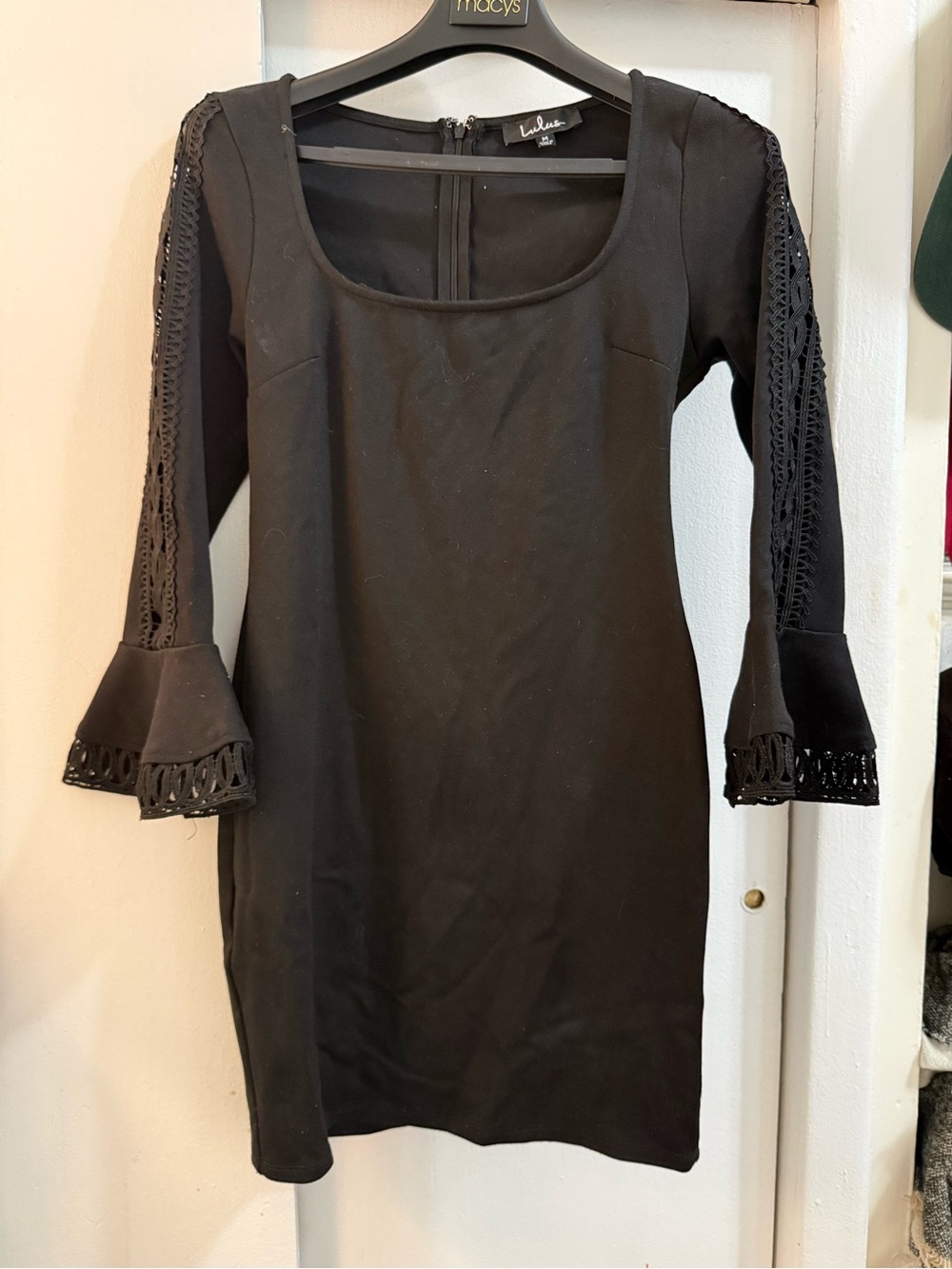 Lulu's Black Crochet-Trim Mini Dress